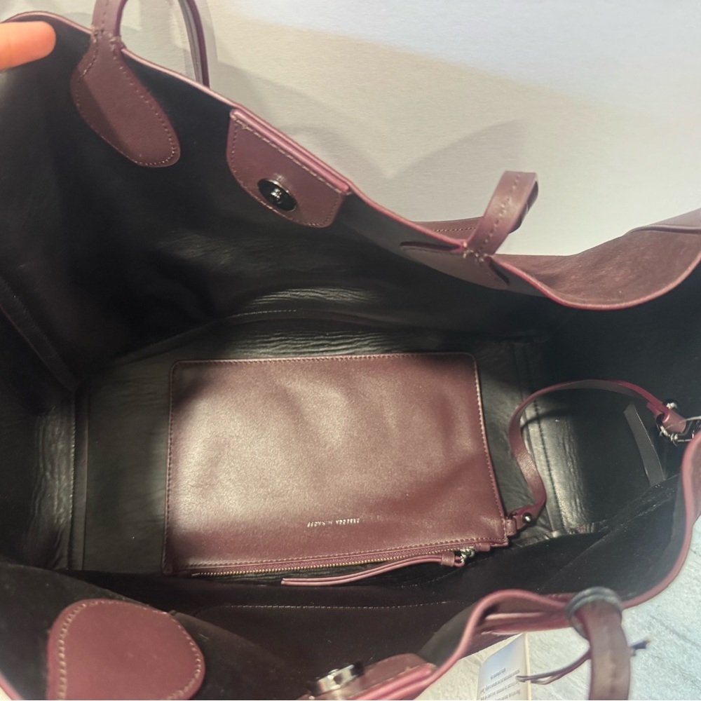 Rebecca Minkoff Large Suede Tote Bag Plum + Matching Pouch Dust Bag Included - Picture 3 of 5